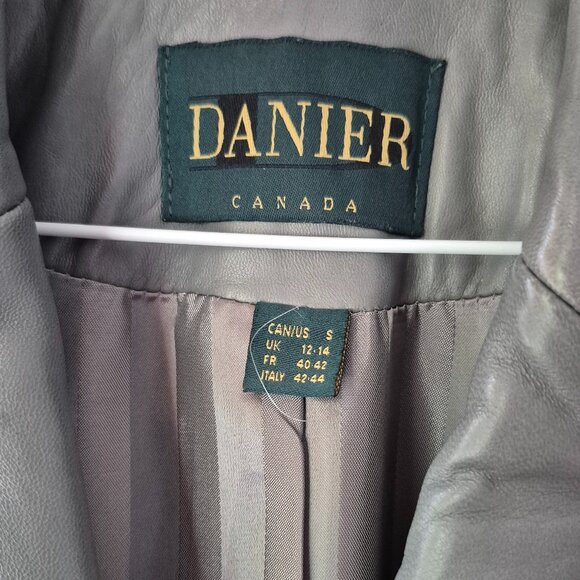 DANIER Leather Grey Jacket Blazer Women S - Picture 2 of 5